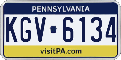 PA license plate KGV6134