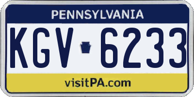 PA license plate KGV6233