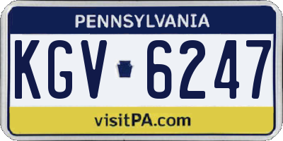 PA license plate KGV6247