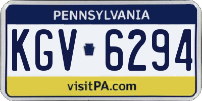 PA license plate KGV6294