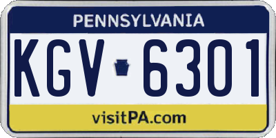 PA license plate KGV6301