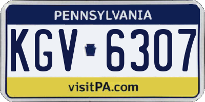 PA license plate KGV6307