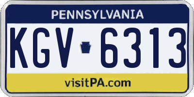 PA license plate KGV6313
