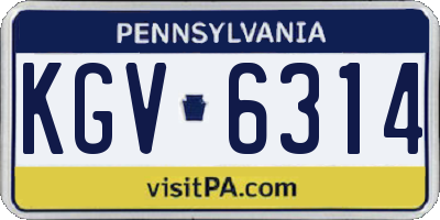 PA license plate KGV6314
