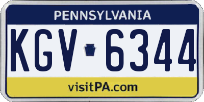 PA license plate KGV6344