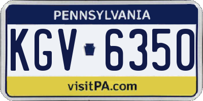 PA license plate KGV6350
