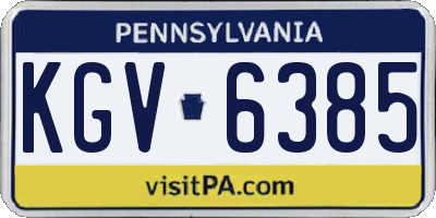 PA license plate KGV6385