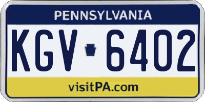 PA license plate KGV6402