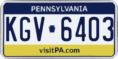 PA license plate KGV6403