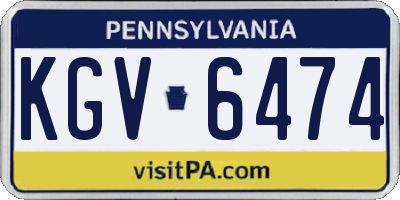 PA license plate KGV6474