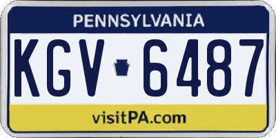 PA license plate KGV6487