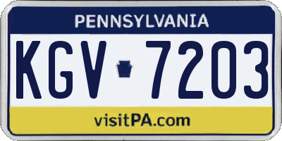 PA license plate KGV7203