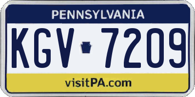 PA license plate KGV7209