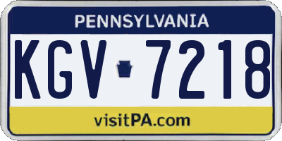 PA license plate KGV7218