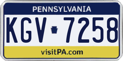 PA license plate KGV7258