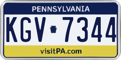 PA license plate KGV7344