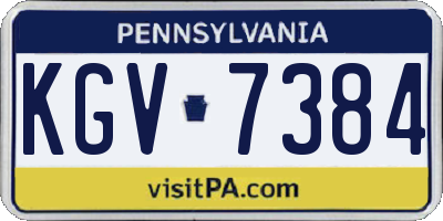 PA license plate KGV7384