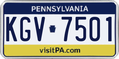 PA license plate KGV7501