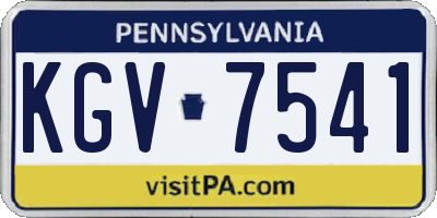 PA license plate KGV7541