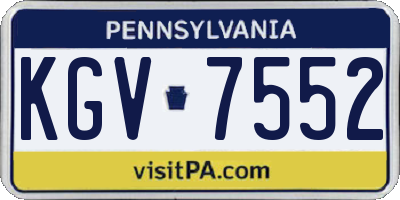 PA license plate KGV7552