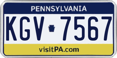 PA license plate KGV7567