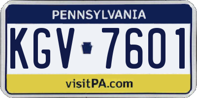 PA license plate KGV7601