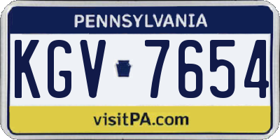 PA license plate KGV7654