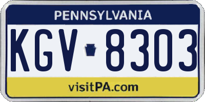 PA license plate KGV8303