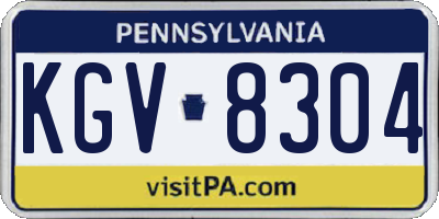 PA license plate KGV8304