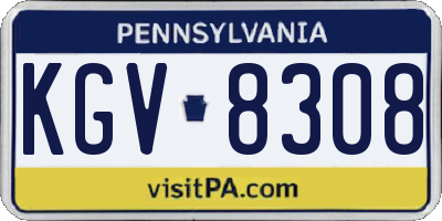 PA license plate KGV8308