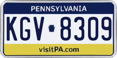 PA license plate KGV8309