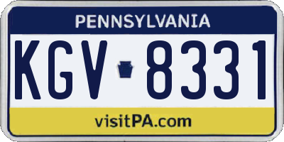 PA license plate KGV8331