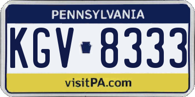 PA license plate KGV8333