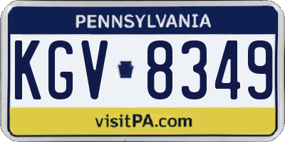 PA license plate KGV8349