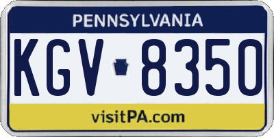 PA license plate KGV8350