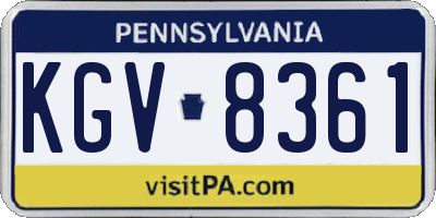 PA license plate KGV8361