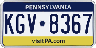 PA license plate KGV8367