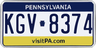 PA license plate KGV8374