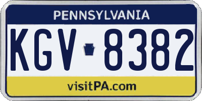 PA license plate KGV8382