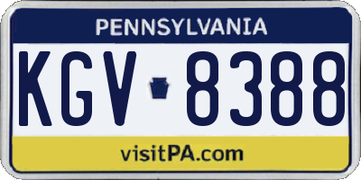 PA license plate KGV8388
