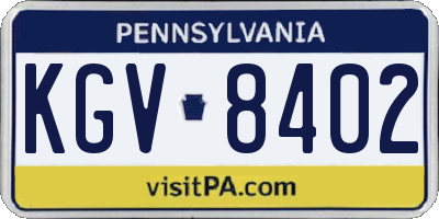 PA license plate KGV8402