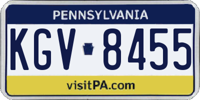 PA license plate KGV8455