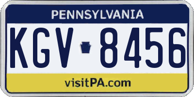 PA license plate KGV8456