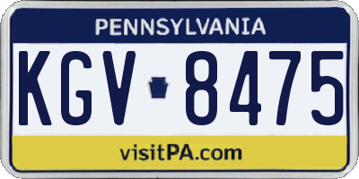 PA license plate KGV8475