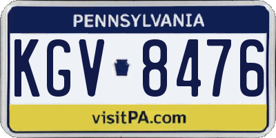 PA license plate KGV8476