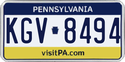 PA license plate KGV8494
