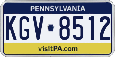 PA license plate KGV8512