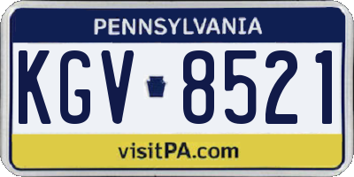 PA license plate KGV8521