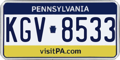 PA license plate KGV8533