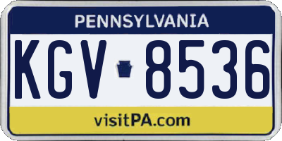 PA license plate KGV8536